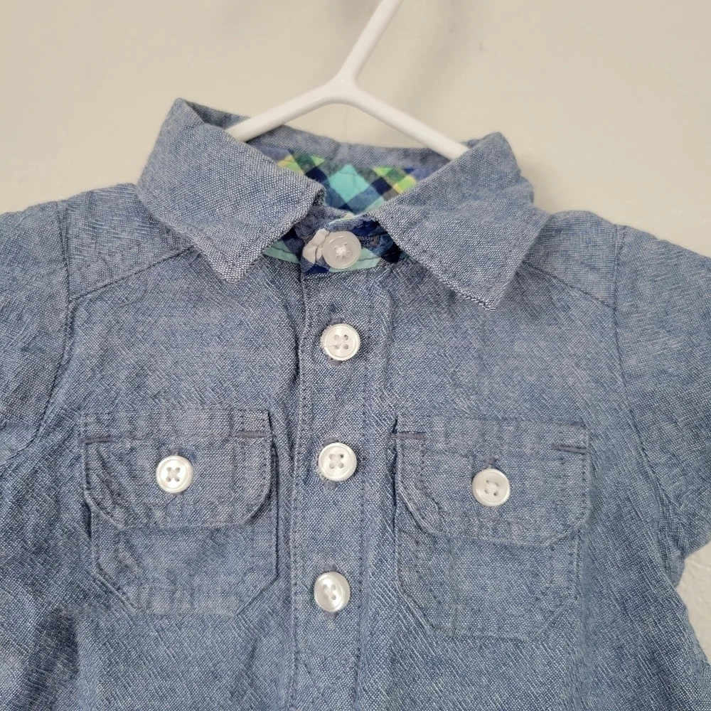 Just One You Carter's Baby Boy 3 Months Denim Blue Short Sleeve One Piece Outfit